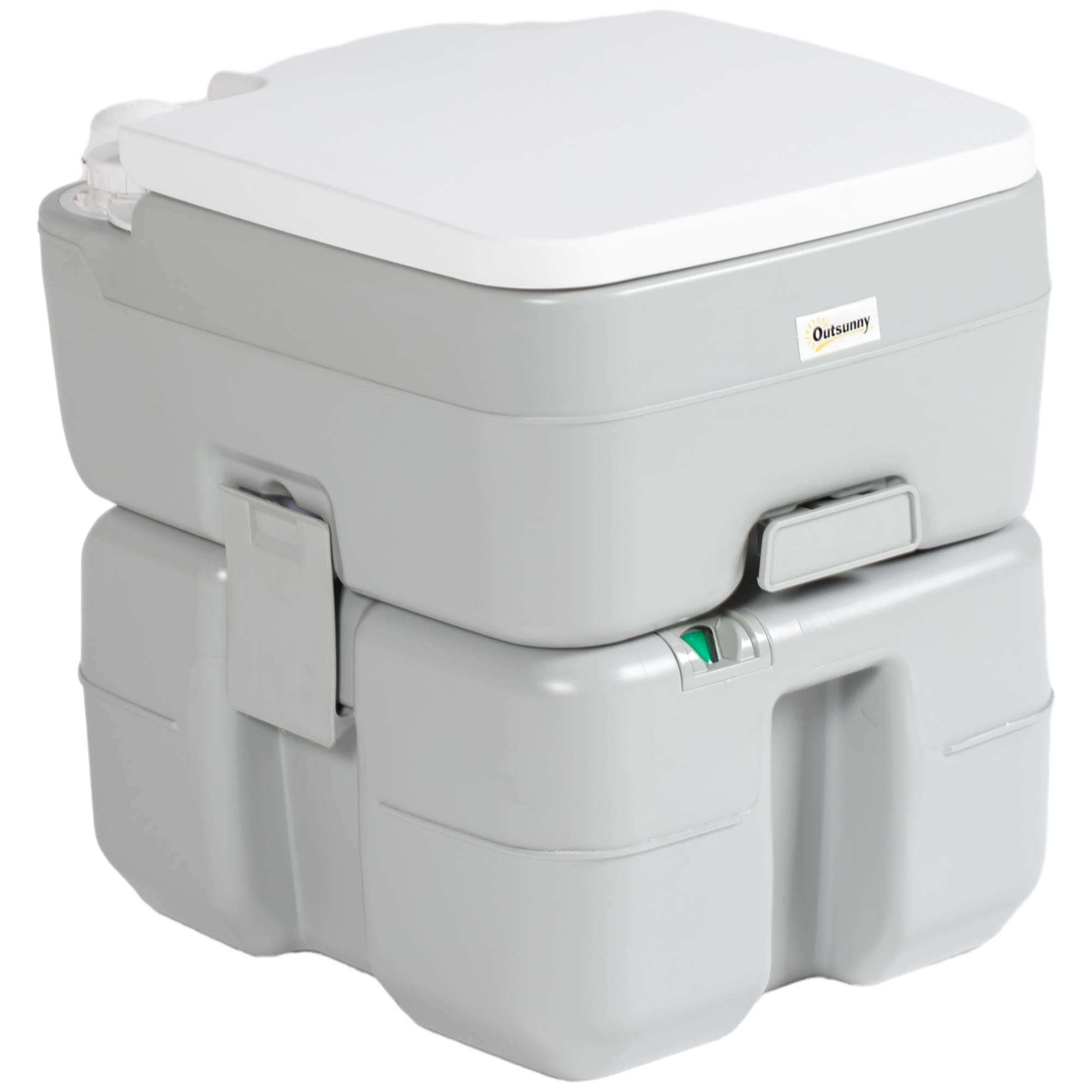 Toilettes Portables 20 L avec Indicateur de Niveau, 150 kg, Camping/Voyage/Caravane/Bateau, 33 x 40 x 43 cm, Gris - Image 1