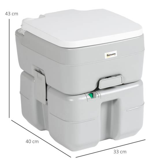 Toilettes Portables 20 L avec Indicateur de Niveau, 150 kg, Camping/Voyage/Caravane/Bateau, 33 x 40 x 43 cm, Gris - Image 5