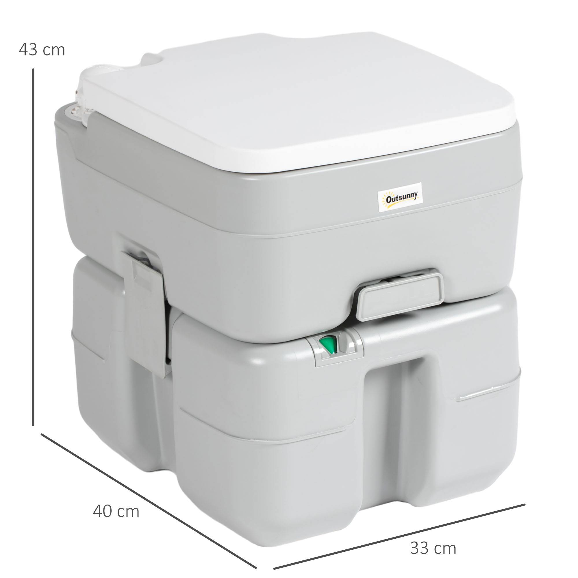 Toilettes Portables 20 L avec Indicateur de Niveau, 150 kg, Camping/Voyage/Caravane/Bateau, 33 x 40 x 43 cm, Gris - Image 5