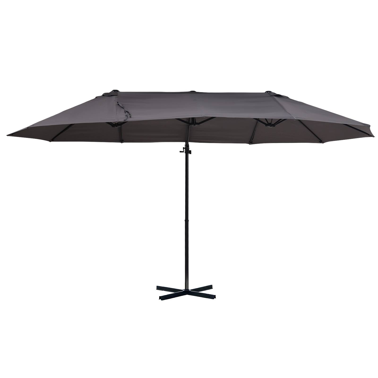 Parasol déporté grande taille XXL inclinable avec pied en croix - 445x270x260cm Métal Gris fr316 - Image 2