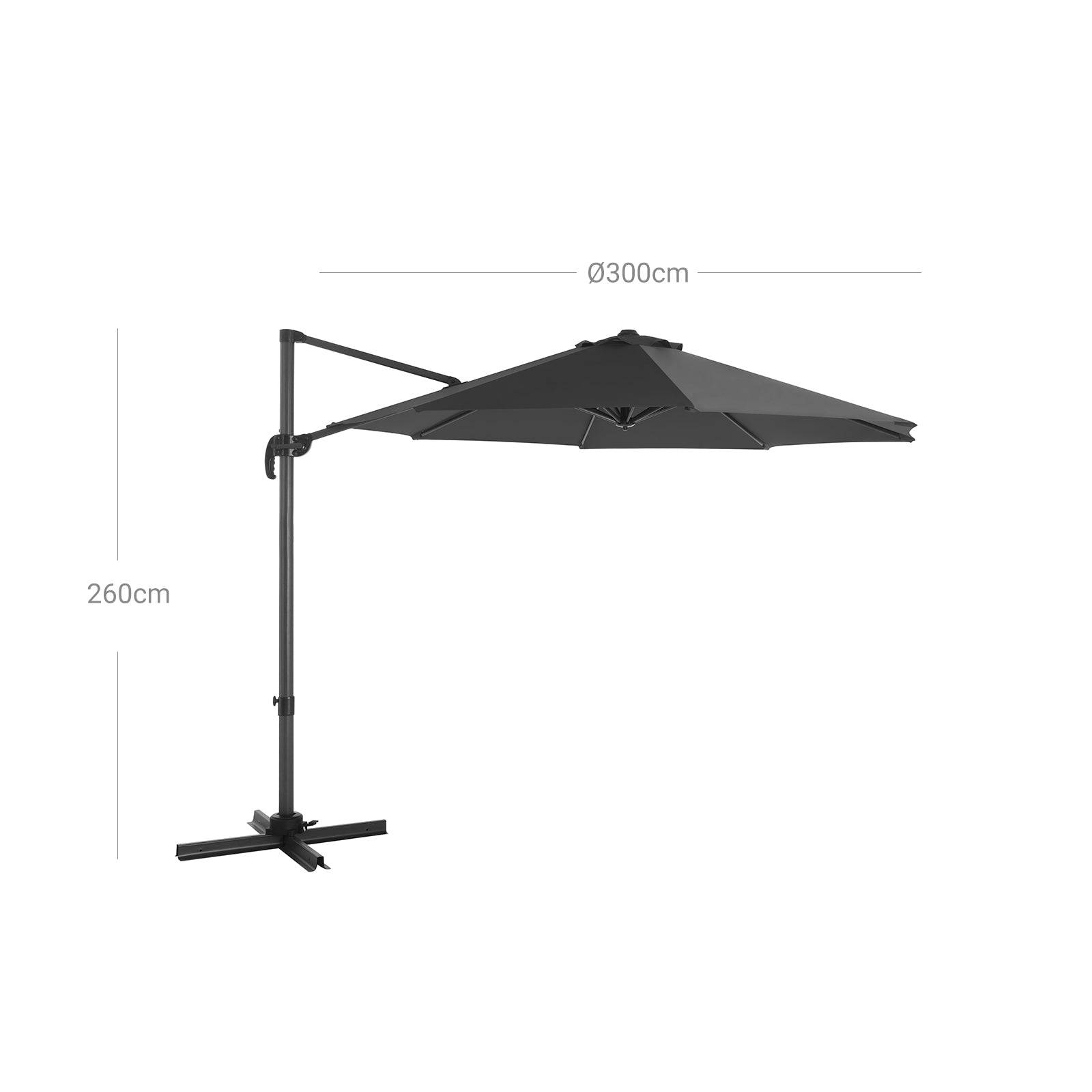Helloshop26 - Parasol décentré de jardin ombrelle de terrasse rotatif à 360° diamètre 3 m protection salaire upf 50+ inclinaison réglable avec manivelle d’ouvertur - Image 4