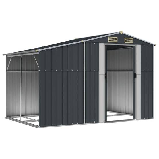 Abri de Jardin Acier Galvanisé avec Bûcher Rangement 277x193cm Anthracite - ComfortXL Outdoor Living - Image 3