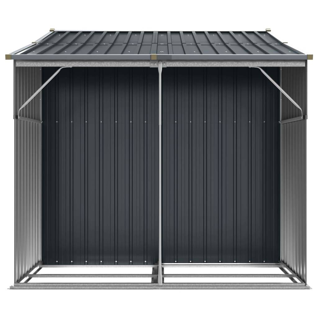 Abri de Jardin Acier Galvanisé avec Bûcher Rangement 277x193cm Anthracite - ComfortXL Outdoor Living - Image 6