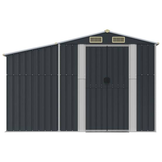 Abri de Jardin Acier Galvanisé avec Bûcher Rangement 277x193cm Anthracite - ComfortXL Outdoor Living - Image 4