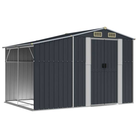 Abri de Jardin Acier Galvanisé avec Bûcher Rangement 277x193cm Anthracite - ComfortXL Outdoor Living - Image 2