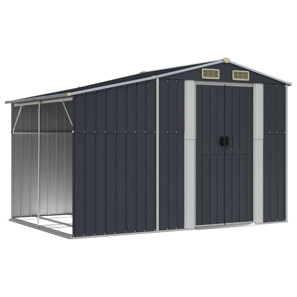 Abri de Jardin Acier Galvanisé avec Bûcher Rangement 277x193cm Anthracite - ComfortXL Outdoor Living - Image 2