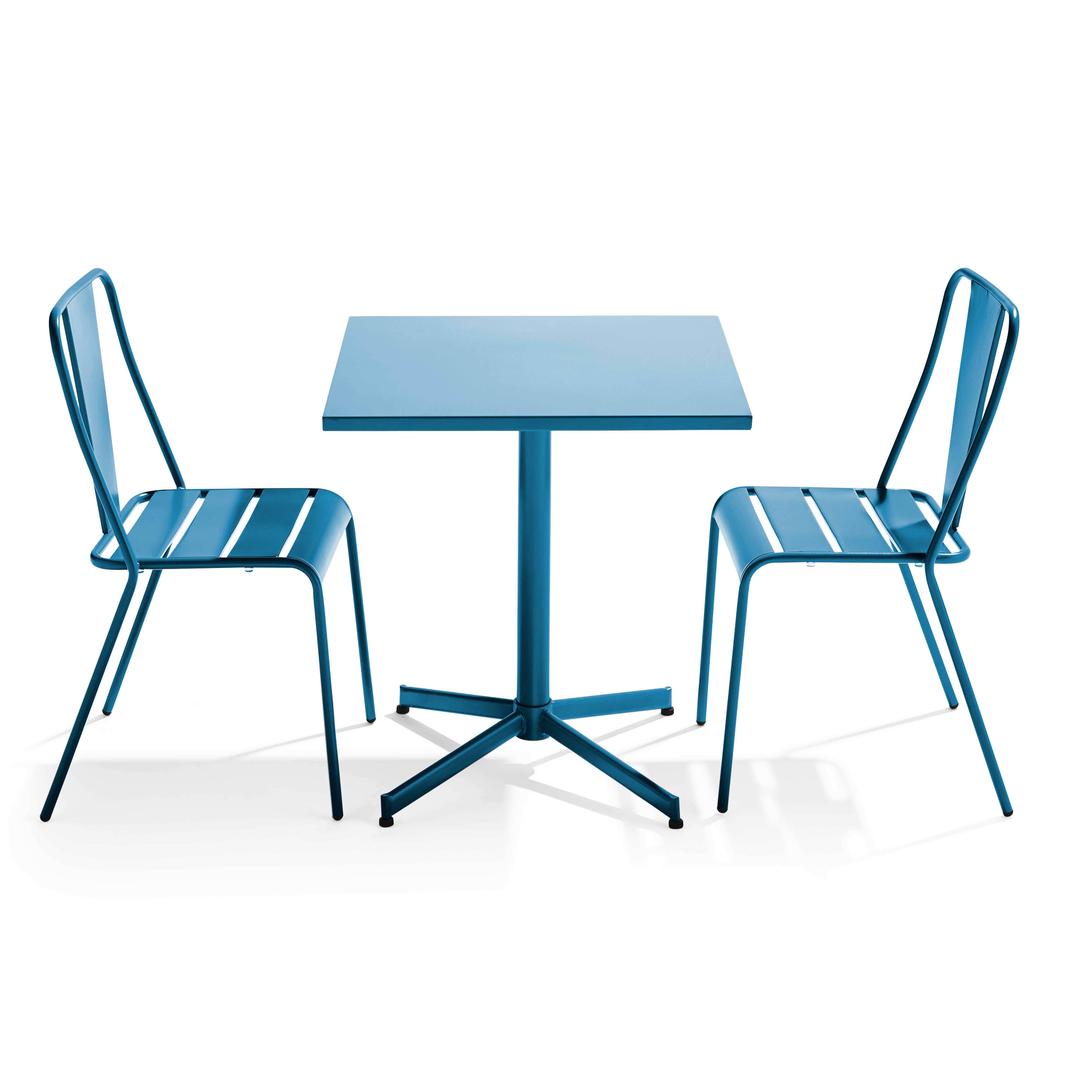 Oviala - Ensemble table inclinable de jardin et 2 chaises bleu pacific Palavas - Oviala - Image 1
