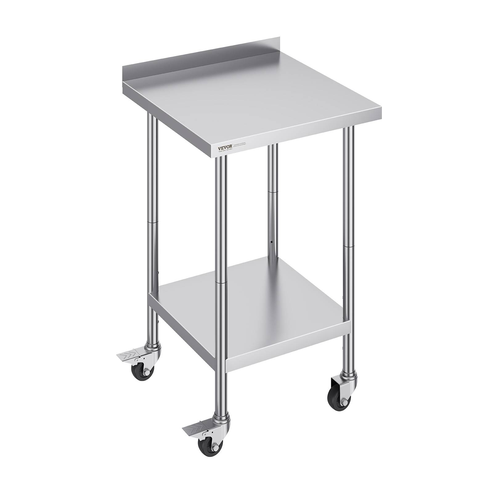 Vevor - VEVOR Table de travail inox 61x61x100.6 cm, préparation aliments, roulettes, étagères réglables, pour restaurant. - Image 1