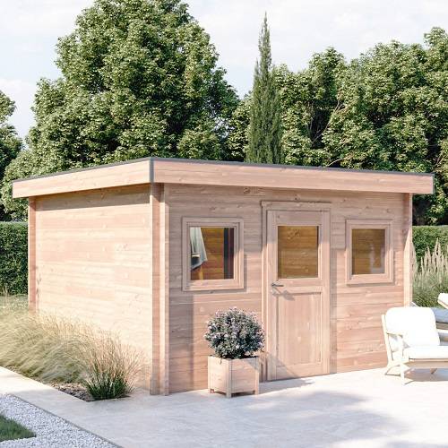 Studio de jardin BALMAY 15m² - Bois Douglas épaisseur 55mm - Porte & fenêtres bois - Toiture Bacacier avec voliges ss toiture - MON CHALET DE JARDIN - Image 1