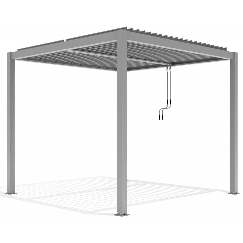 Pergola bioclimatique autoportante 3x3m aluminium gris clair X-METAL - Image 2
