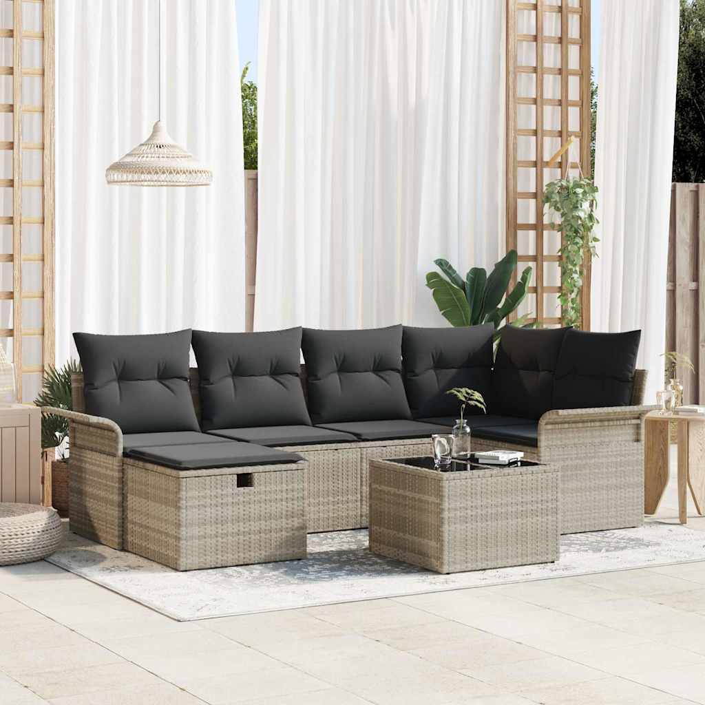ComfortXL - Salon de jardin 6 places en poly rotin avec rangement et table Gris Clair – ComfortXL Outdoor Living - Image 1