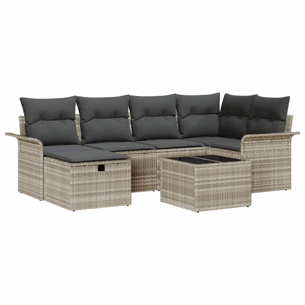ComfortXL - Salon de jardin 6 places en poly rotin avec rangement et table Gris Clair – ComfortXL Outdoor Living - Image 2
