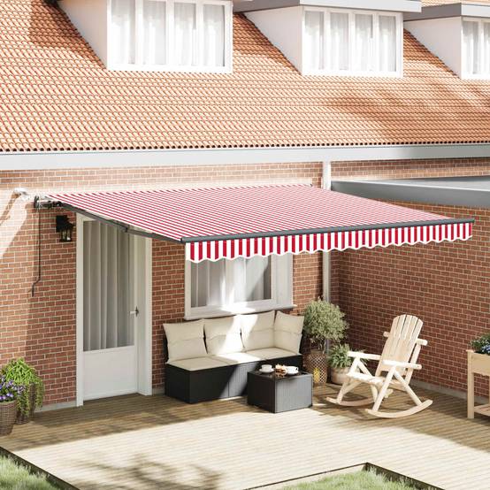Vidaxl - Auvent rétractable Rouge et Blanc 400 × 350 cm Polyester vidaXL 3330758 - Image 1