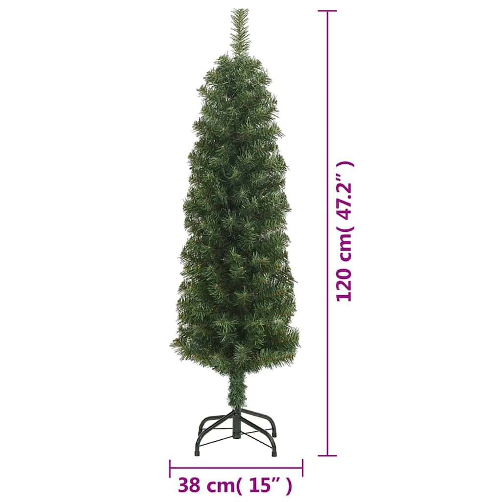 Sapin De Noël - Arbre de Noël artificiel mince avec support vert 120 cm PVC - Image 6