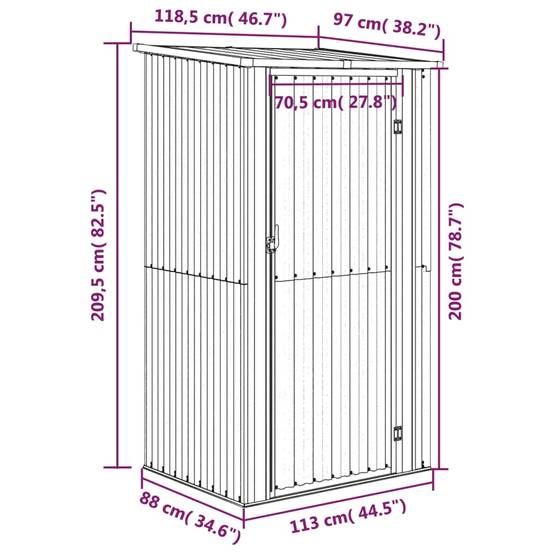 Abri de jardin 1.15m² Cabane de jardin - Marron 118,5x97x209,5 cm Acier galvanisé - Meuble Pro MAISON CHIC - Image 8
