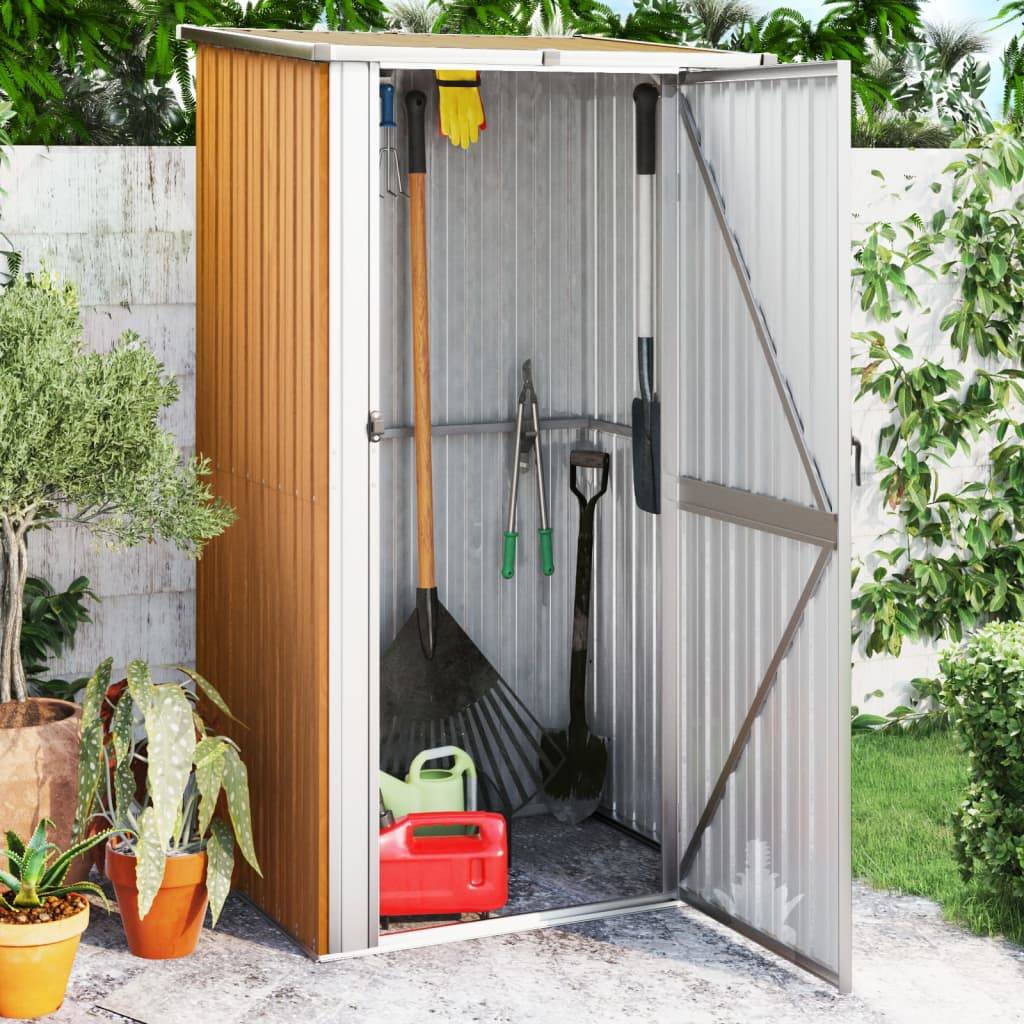 Abri de jardin 1.15m² Cabane de jardin - Marron 118,5x97x209,5 cm Acier galvanisé - Meuble Pro MAISON CHIC - Image 2