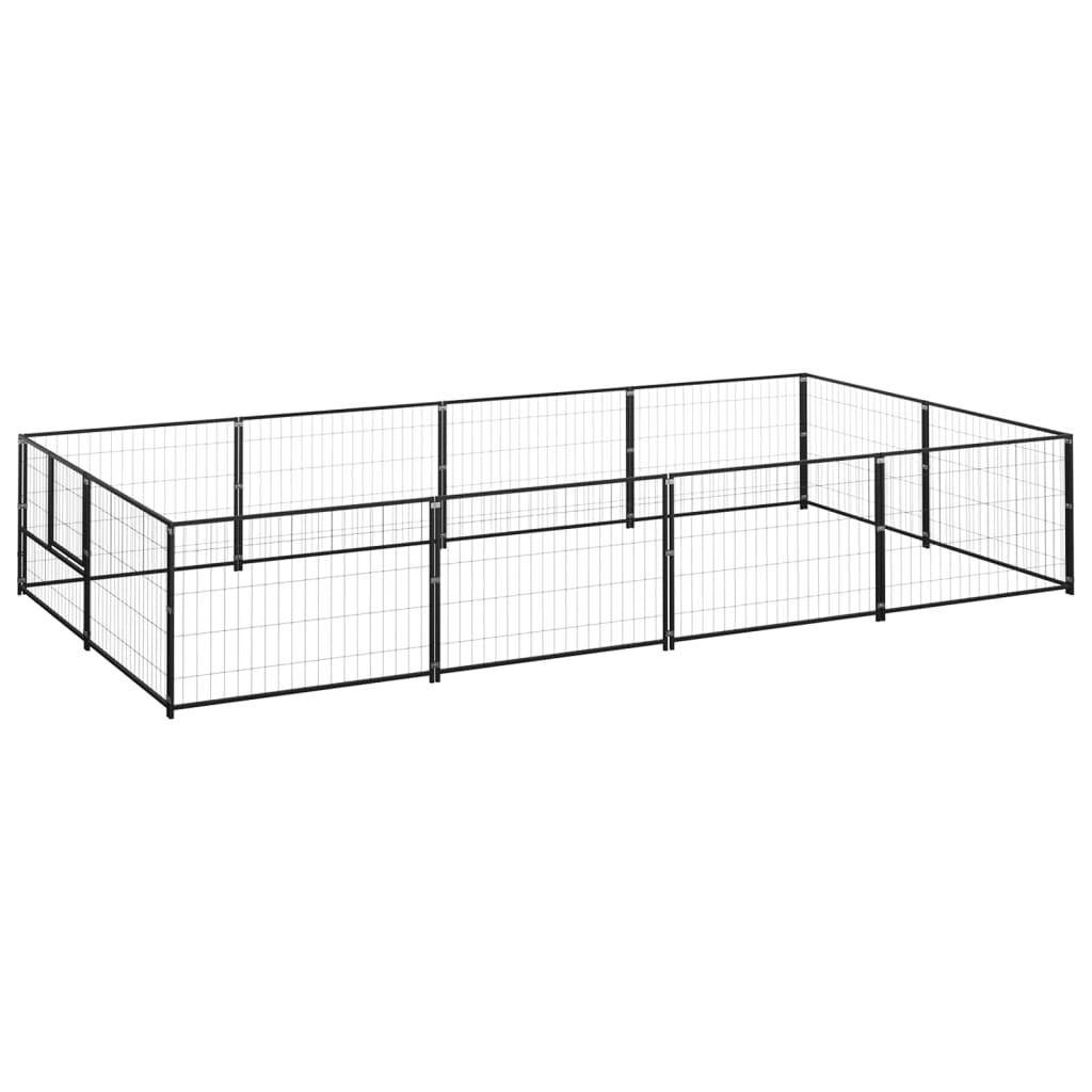 Helloshop26 - Chenil extérieur cage enclos parc animaux chien noir 8 m² acier - Image 1