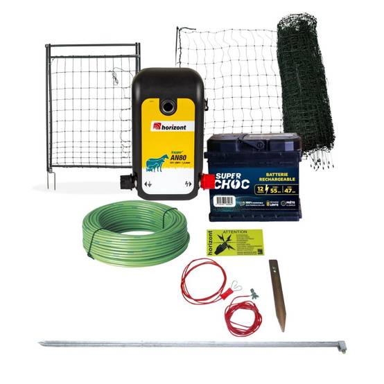 Kit clôture mobile volailles filet 50m poste mixte PREMIUM - Image 1