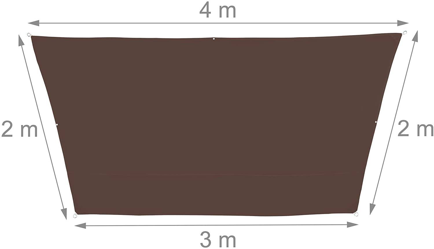Helloshop26 - Voile d'ombrage trapèze 3 x 4 x 2 m brun - Image 2