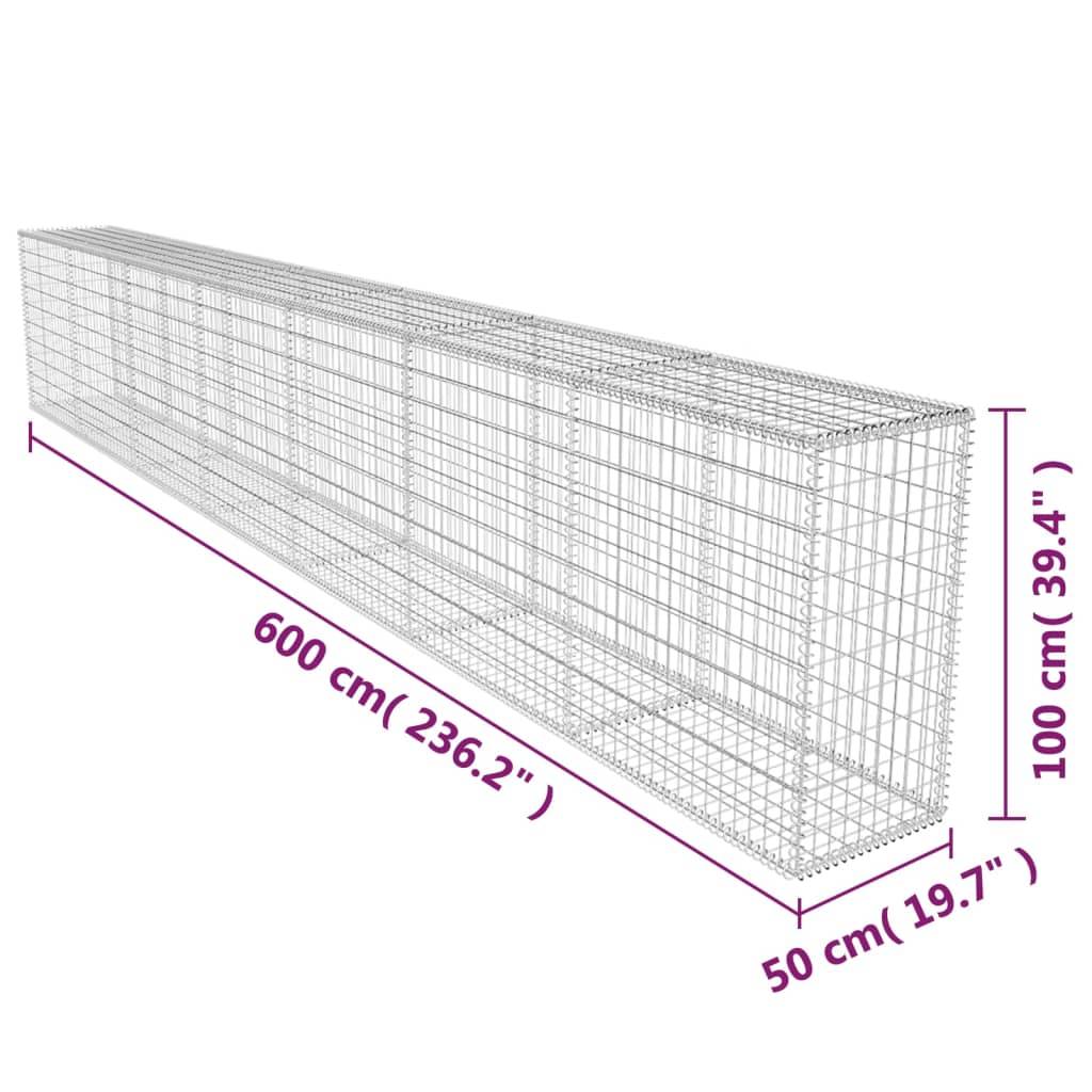 Mur en gabion | Panier de gabion avec couvercle Acier galvanisé 600x50x100 cm - Image 6