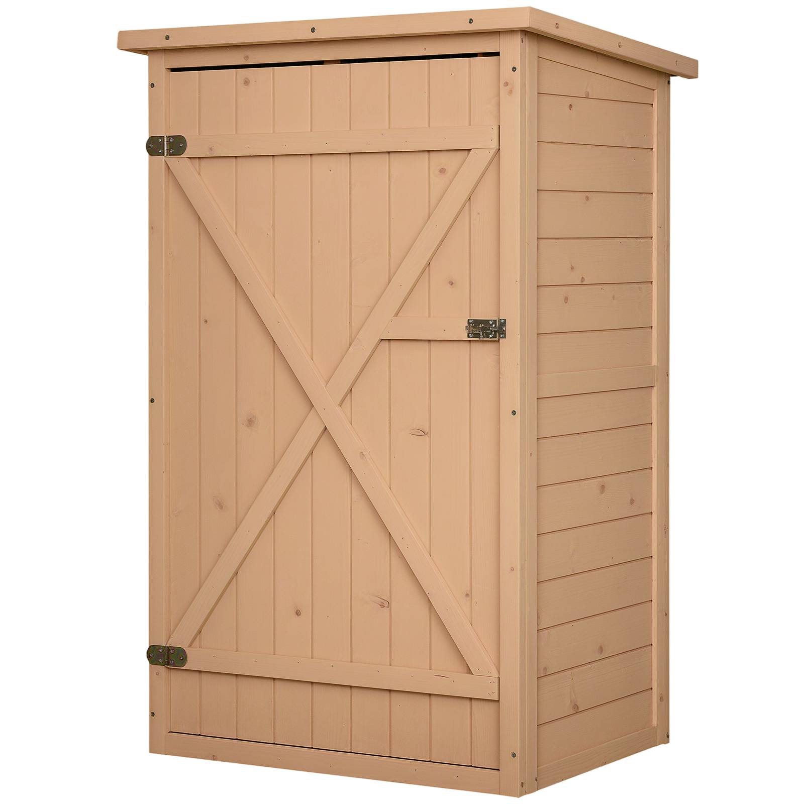 Armoire abri de Jardin Remise pour Outils Bois de Sapin pré-huilé Toit bitumé incliné - Grande Porte - Image 1