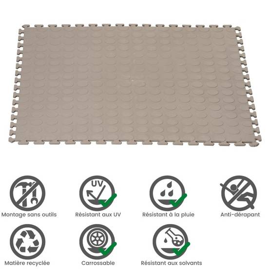Dalle clipsable intérieur/extérieur Motif "point rond" - Gris clair 50 x 50 cm - Jardinex - Image 3