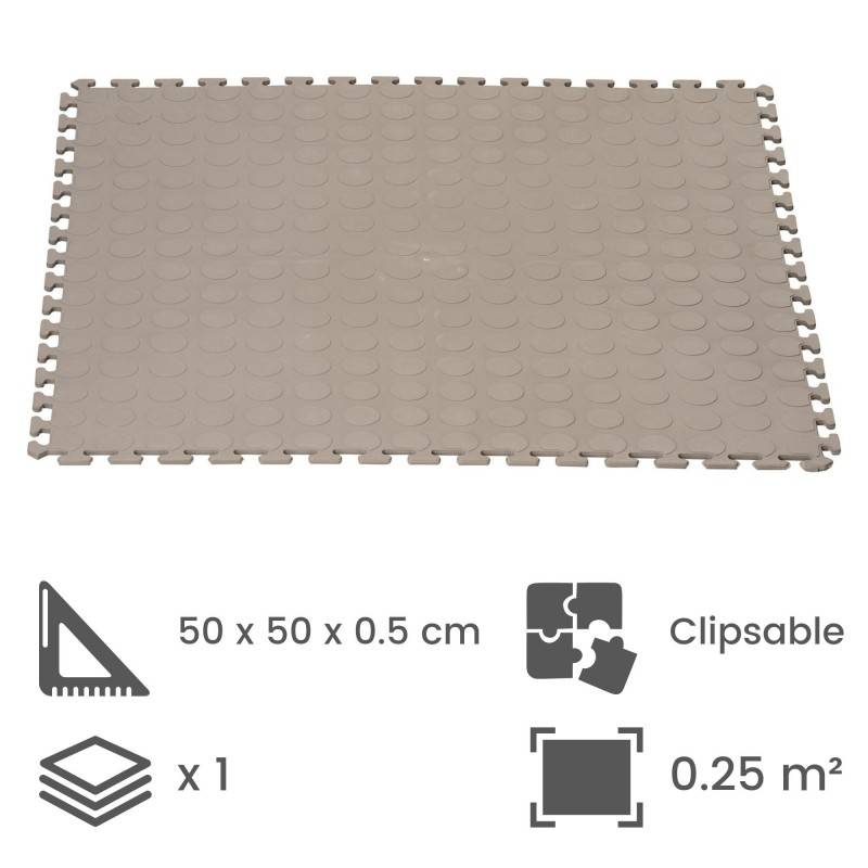 Dalle clipsable intérieur/extérieur Motif "point rond" - Gris clair 50 x 50 cm - Jardinex - Image 2