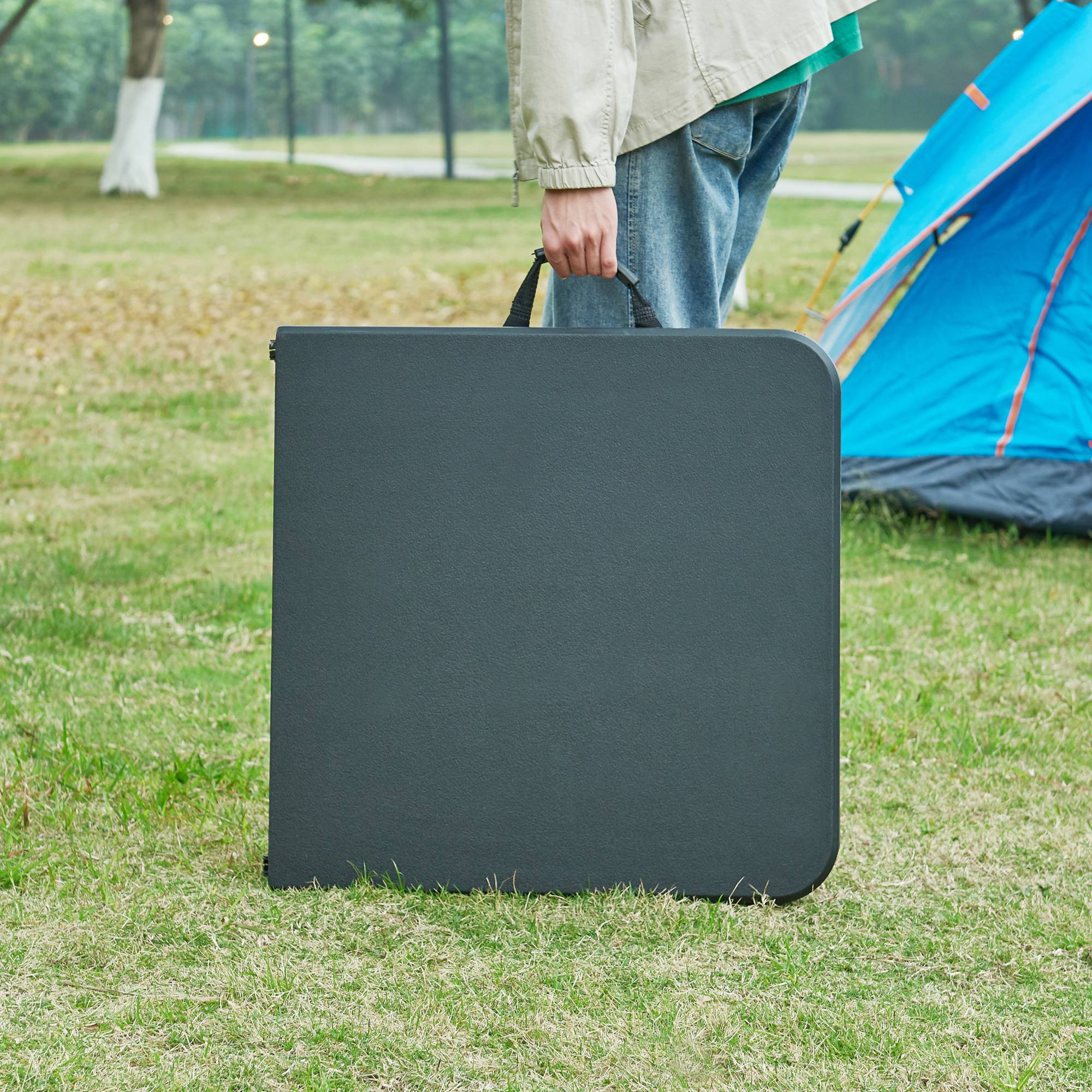 Table de camping pliante Adelfia à hauteur réglable 120 x 60 cm noir [en.casa] - Image 4