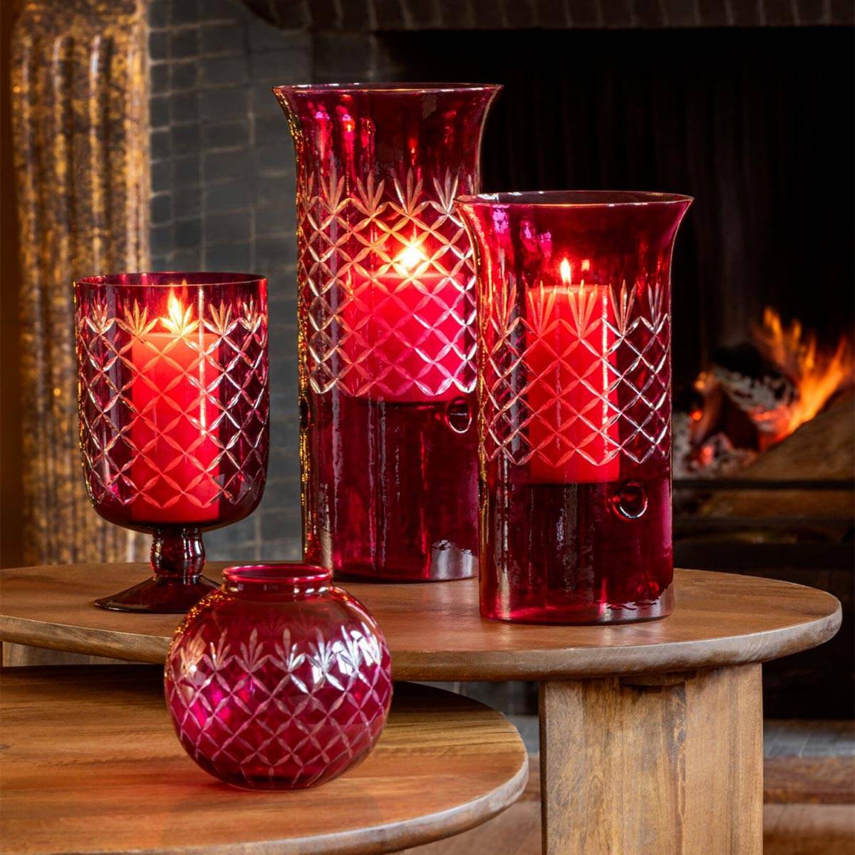 J-Line - Photophore Design en Verre "Vera" 41cm Rose - Image 4