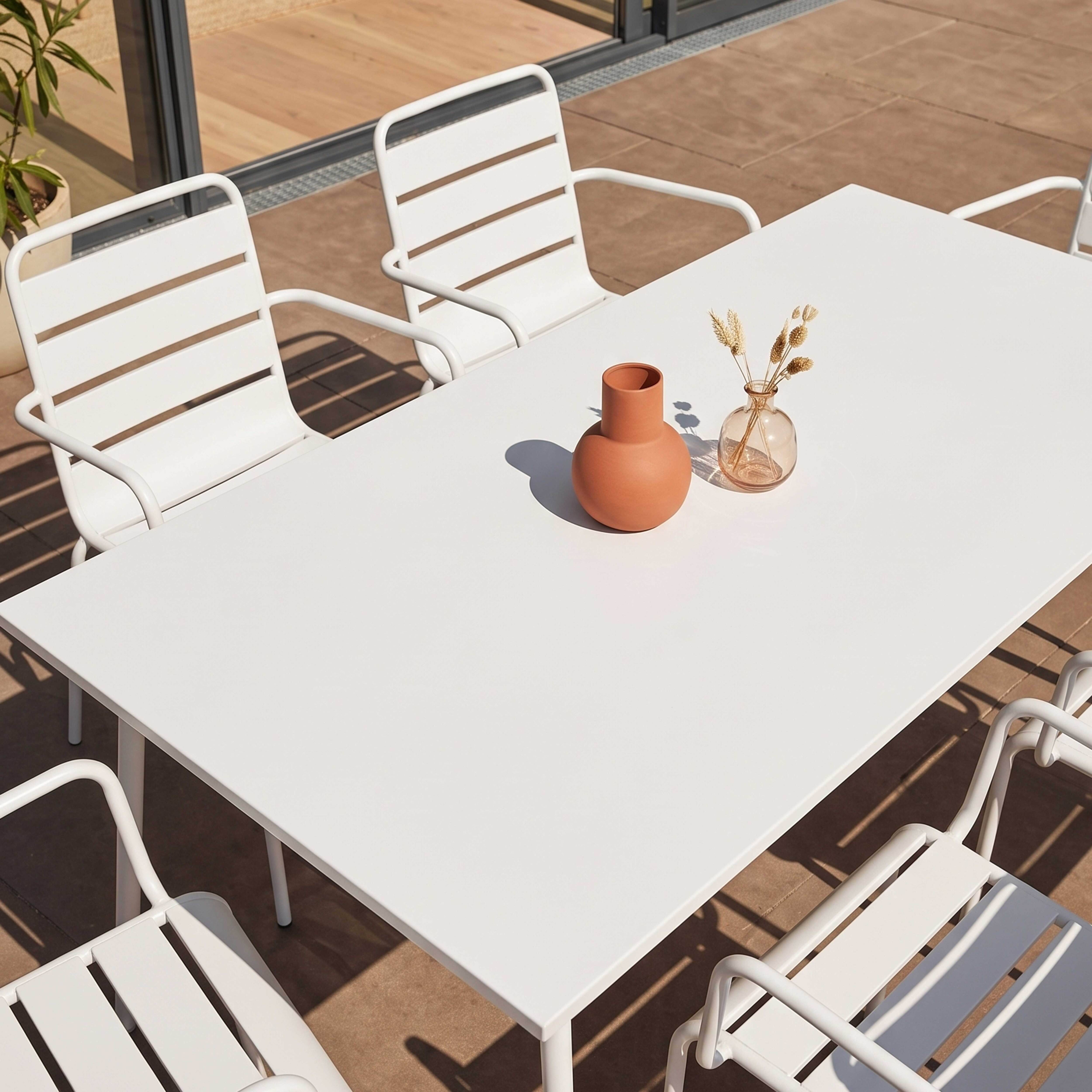 Oviala - Ensemble table de jardin et 6 fauteuils en métal blanc Palavas - Oviala - Image 3