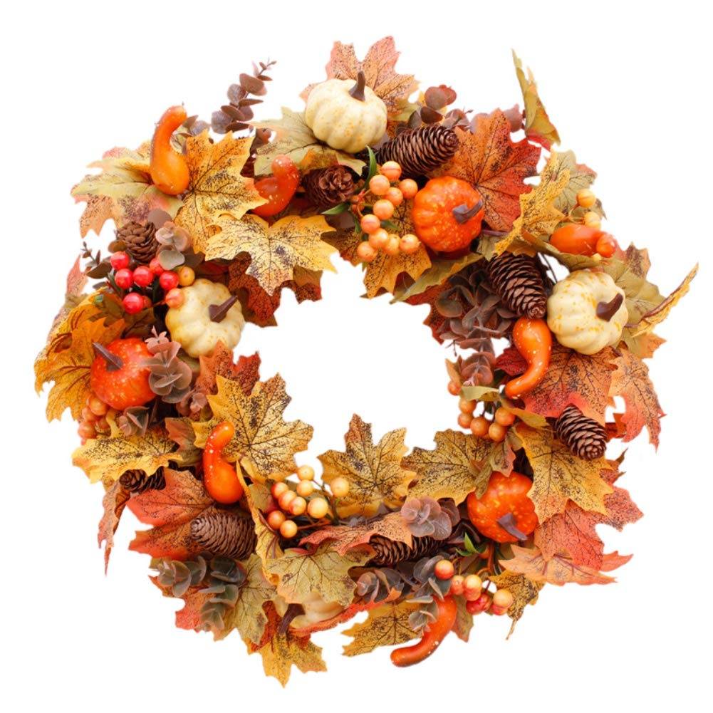 Couronne de citrouilles d'automne 45 cm, décoration d'intérieur pour Thanksgiving, décoration d'intérieur, couronnes de Noël - Image 1