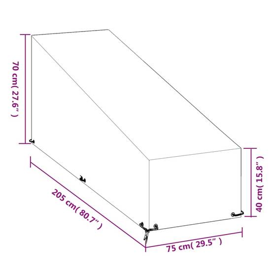 PANGIVO - Housses pour chaise longue polyéthylène noir 205 x 75 x 40/70 cm - PANGIVO - Image 9