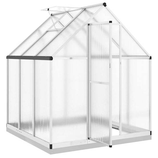 Serre aluminium et polycarbonate argenté 169 x 169 x 202 cm - PANGIVO - Image 6