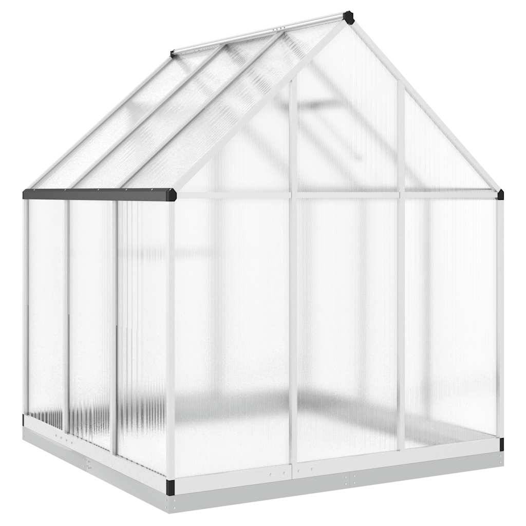 Serre aluminium et polycarbonate argenté 169 x 169 x 202 cm - PANGIVO - Image 5