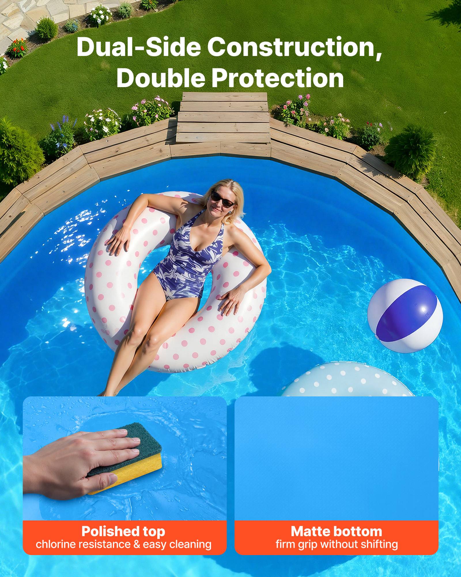 Vevor - VEVOR Liner Piscine Hors-Sol Film Intérieur de Piscine Ronde 360x90 cm Overlap - Image 5