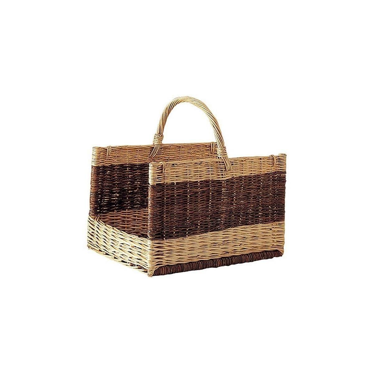 Aubry Gaspard - Panier à bûches rectangulaire en osier brut et buff