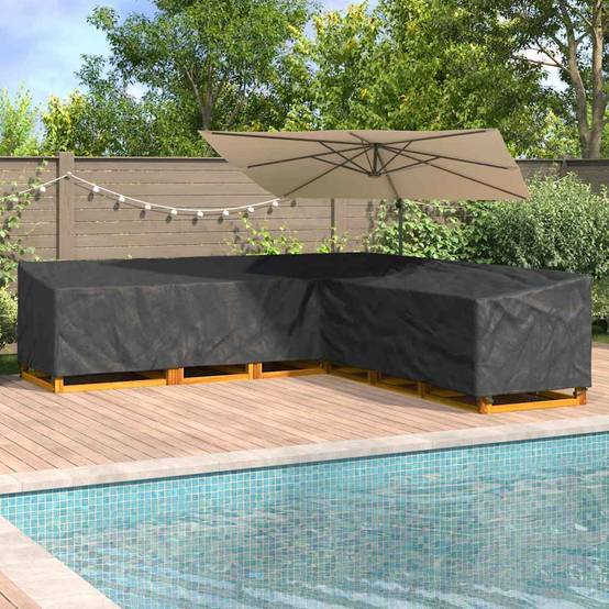 Housse Salon de Jardin Modulable d'Angle Tissu Oxford 210D Imperméable Noir 325x325x80 cm – ComfortXL Outdoor Living - Image 1