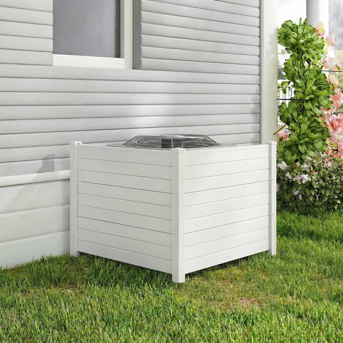 Clôtures de Jardin 122 x 95 CM avec 3 Piquets Clôture de Confidentialité pour Poubelle Brise-Vue Blanc MAISON CHIC - Image 2