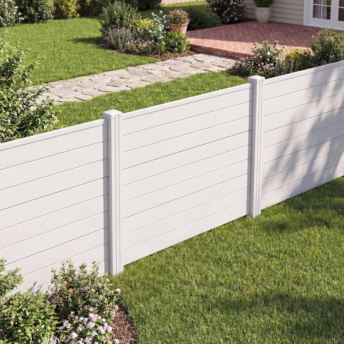 Clôtures de Jardin 122 x 95 CM avec 3 Piquets Clôture de Confidentialité pour Poubelle Brise-Vue Blanc MAISON CHIC - Image 3