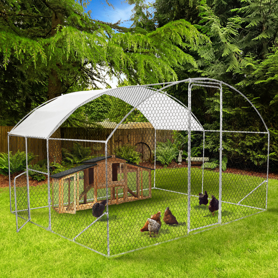 Enclos poulailler dôme 7,5 m² parc grillagé 3x2,5 M avec porte latérale - Image 1