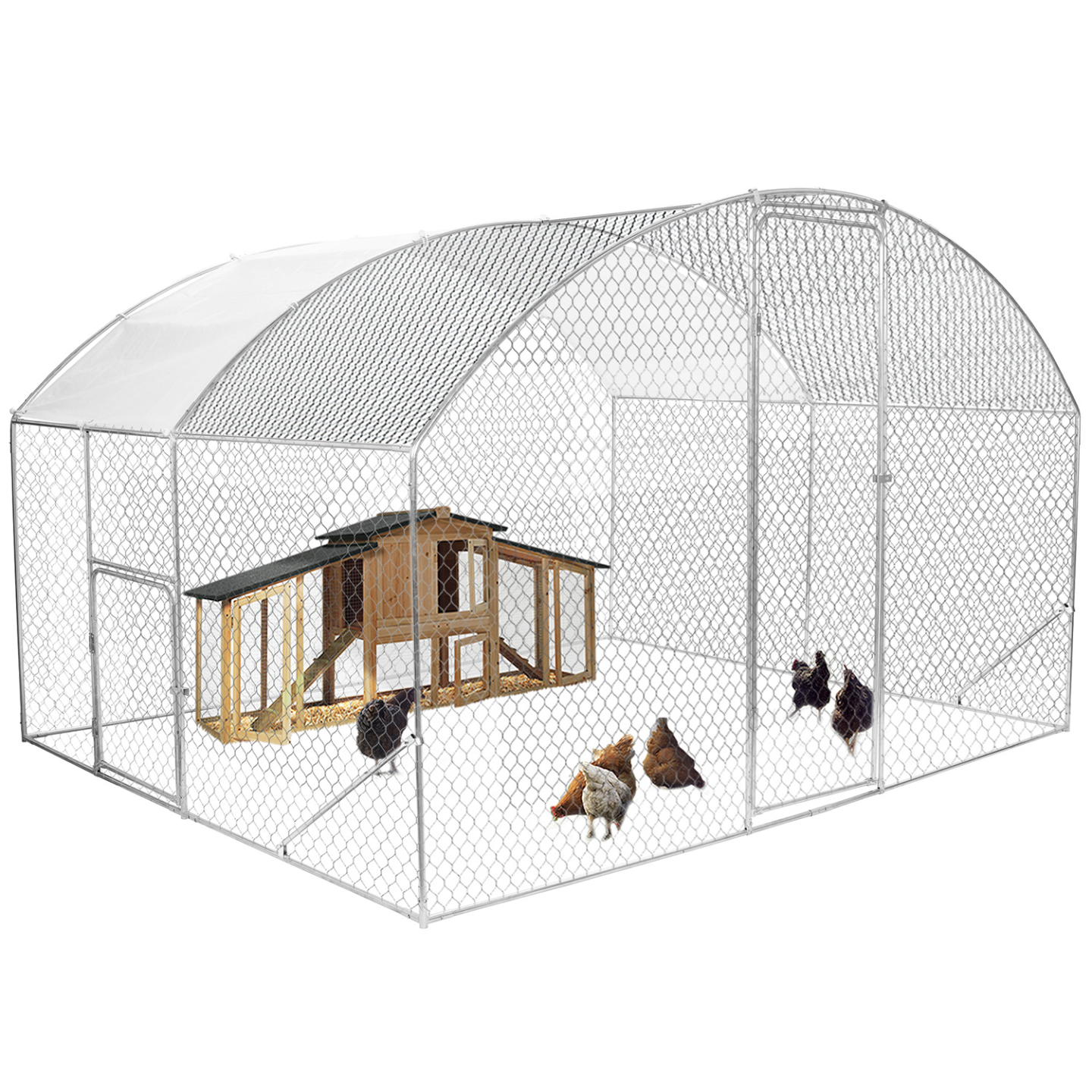 Enclos poulailler dôme 7,5 m² parc grillagé 3x2,5 M avec porte latérale - Image 2
