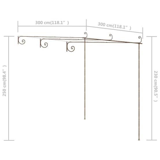 Tonnelle Pergola Fer Forgé Style Antique Support Vignes Jardin 3x3m Marron - ComfortXL Outdoor Living - Image 7