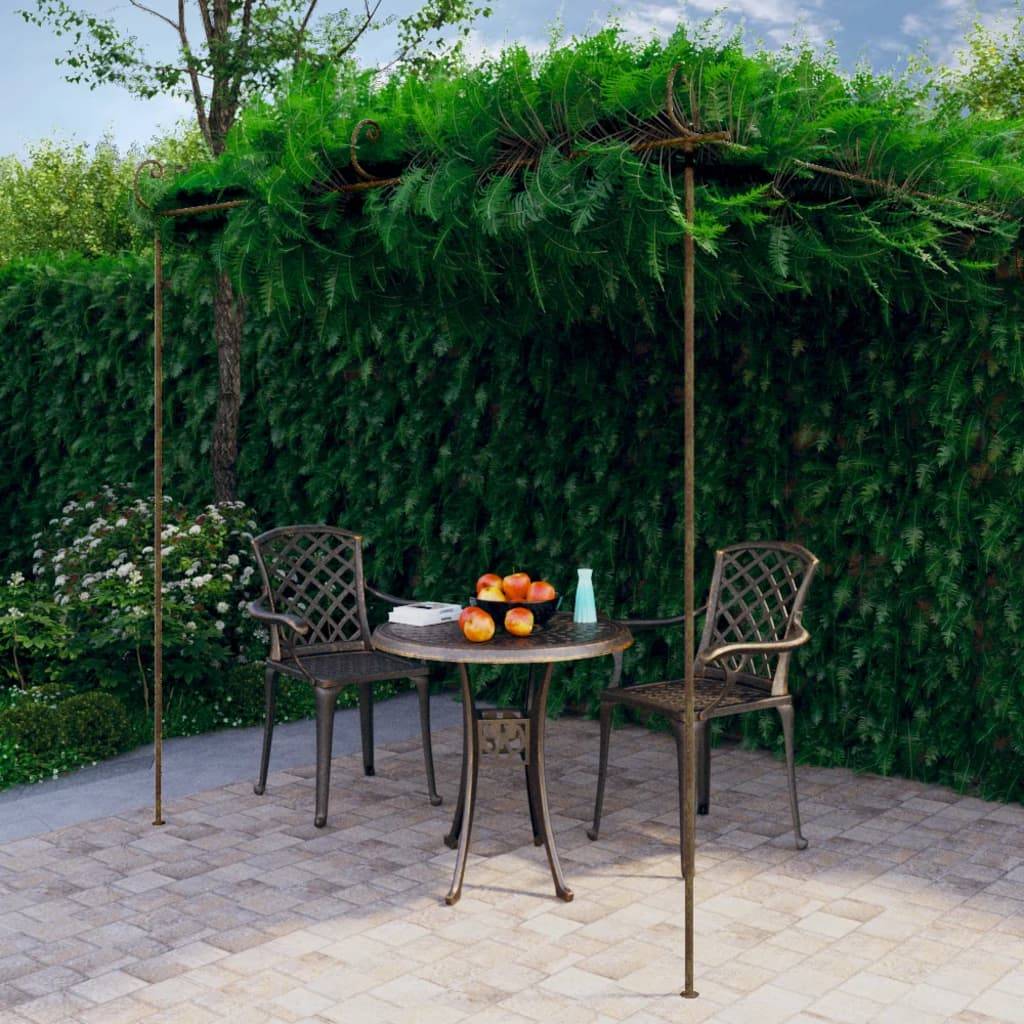 Tonnelle Pergola Fer Forgé Style Antique Support Vignes Jardin 3x3m Marron - ComfortXL Outdoor Living - Image 1