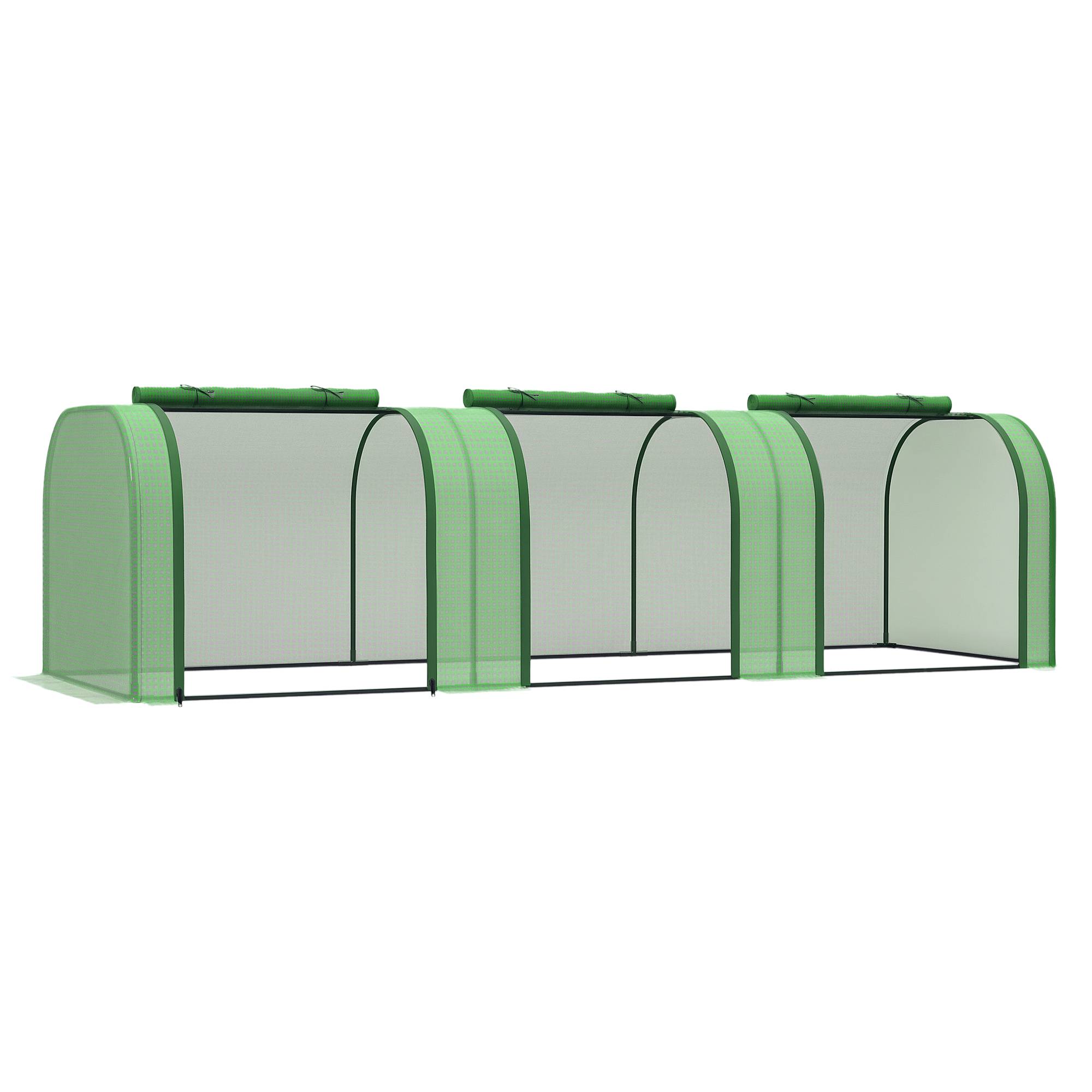 Sans Marque - Serre aluminium 3 portes enroulables bâche robuste acier 2,95x1x0,8 m verte serre potager jardin - Image 1