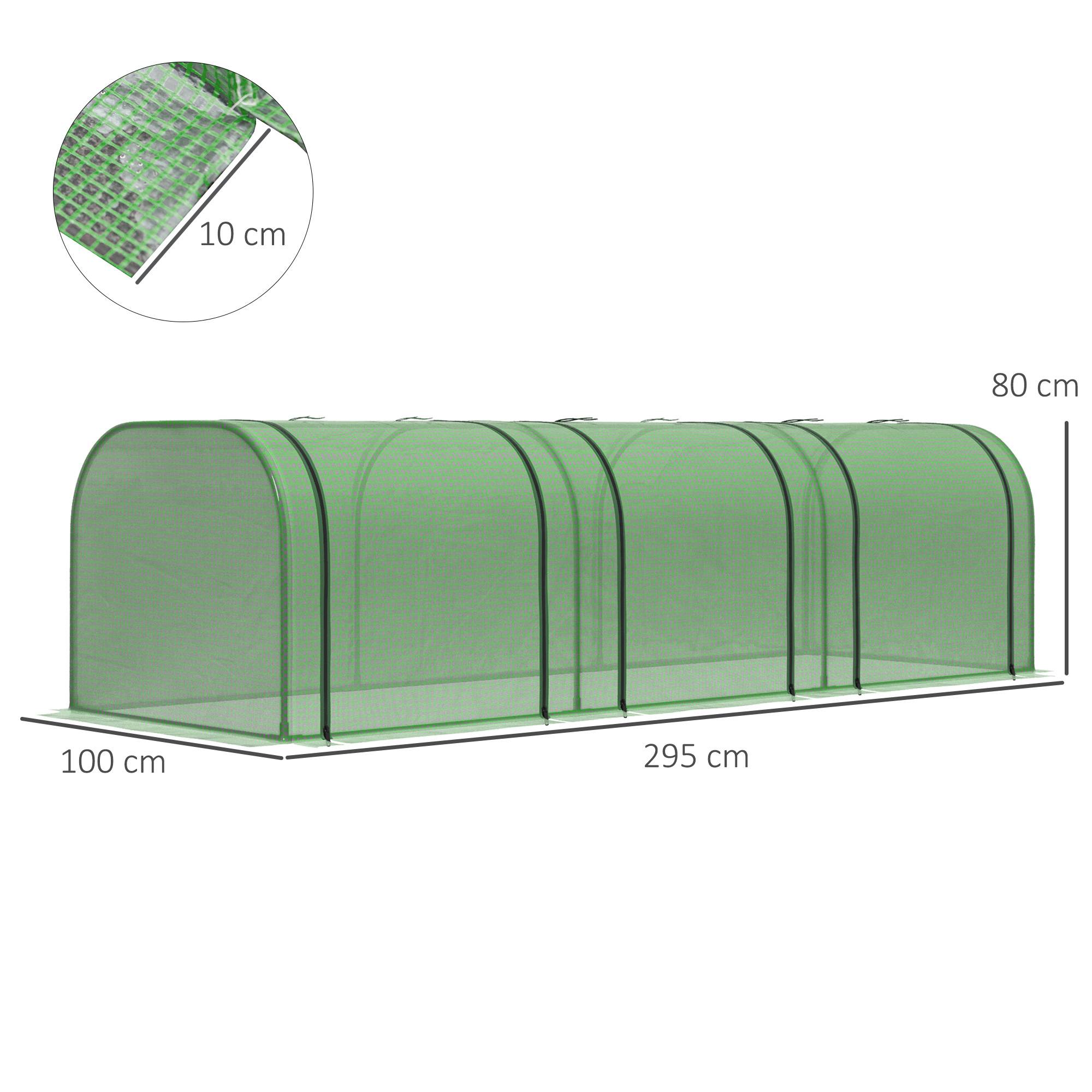 Sans Marque - Serre aluminium 3 portes enroulables bâche robuste acier 2,95x1x0,8 m verte serre potager jardin - Image 5