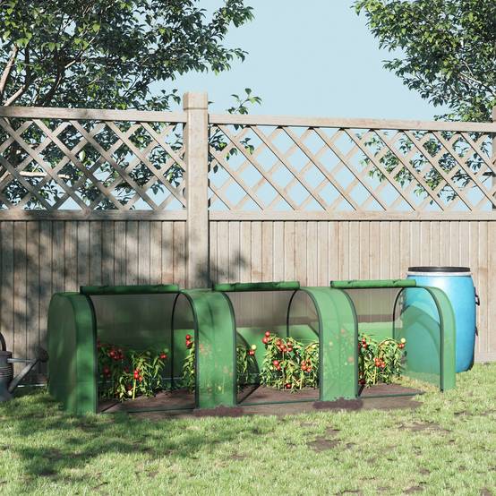 Sans Marque - Serre aluminium 3 portes enroulables bâche robuste acier 2,95x1x0,8 m verte serre potager jardin - Image 3