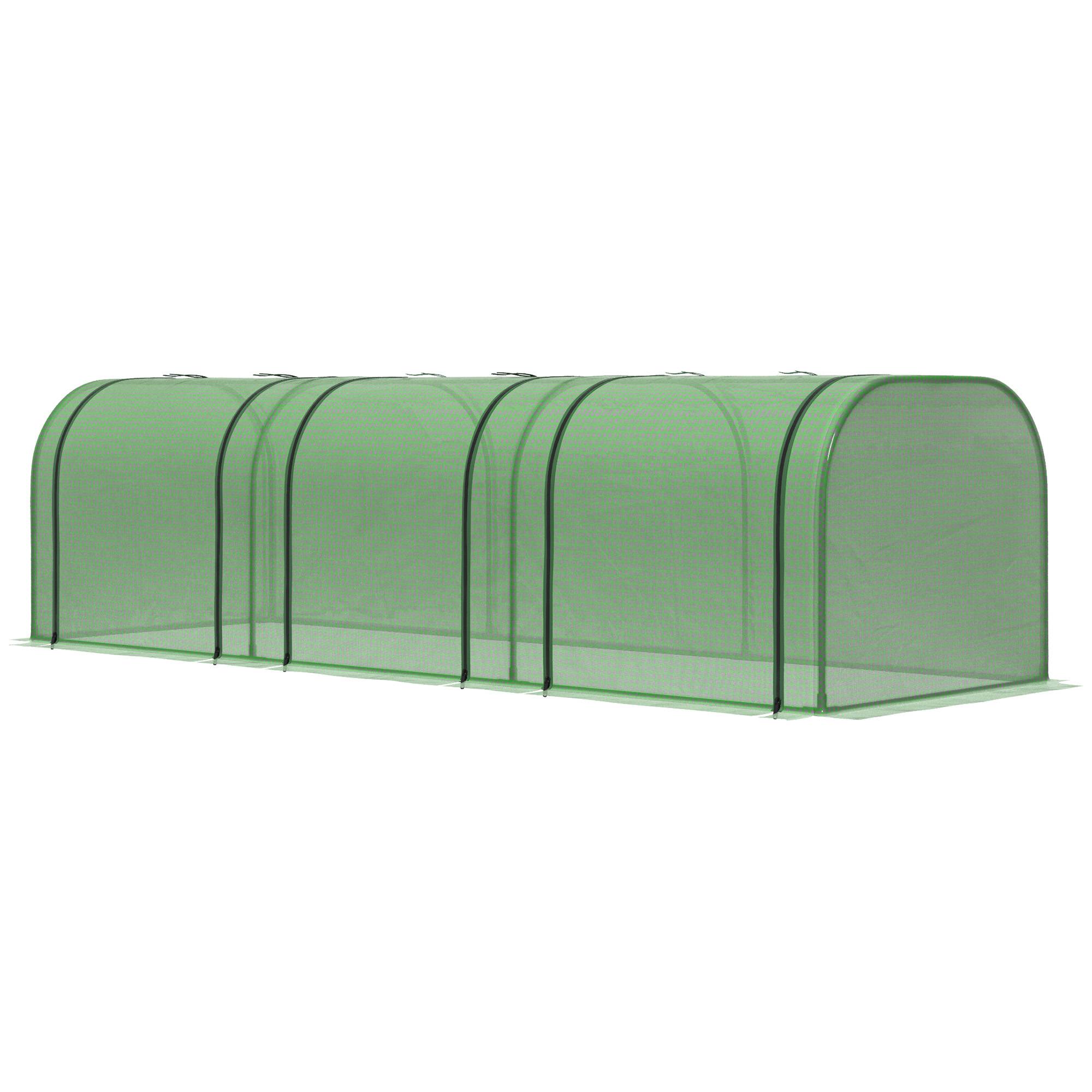 Sans Marque - Serre aluminium 3 portes enroulables bâche robuste acier 2,95x1x0,8 m verte serre potager jardin - Image 2