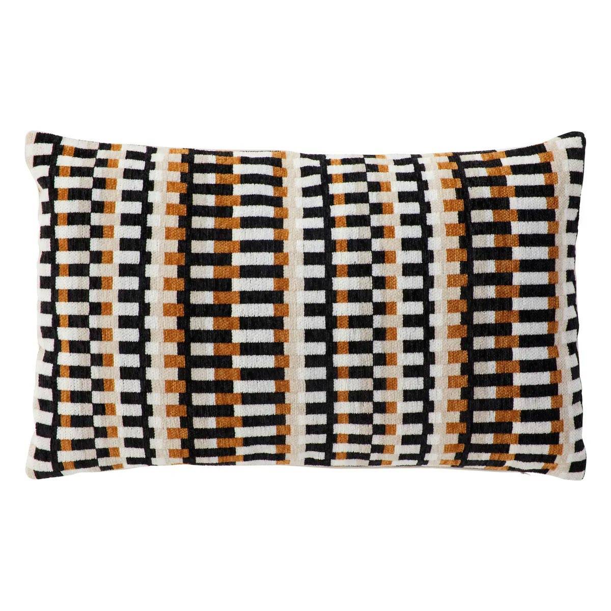 Coussin Déco Jacquard "Disso" 30x50cm Beige Lin - Image 1