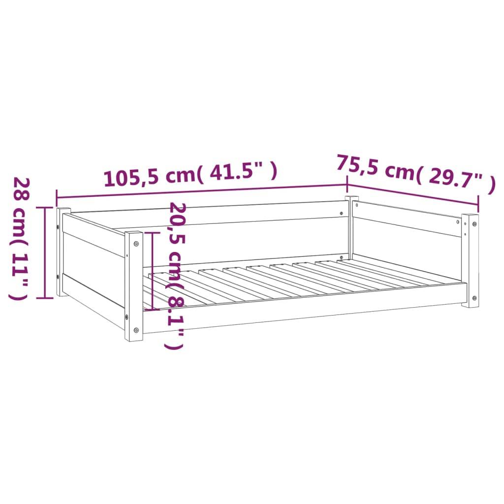 Vidaxl - Lit pour chien Noir 105,5x75,5x28 cm Bois de pin solide vidaXL 821466 - Image 3