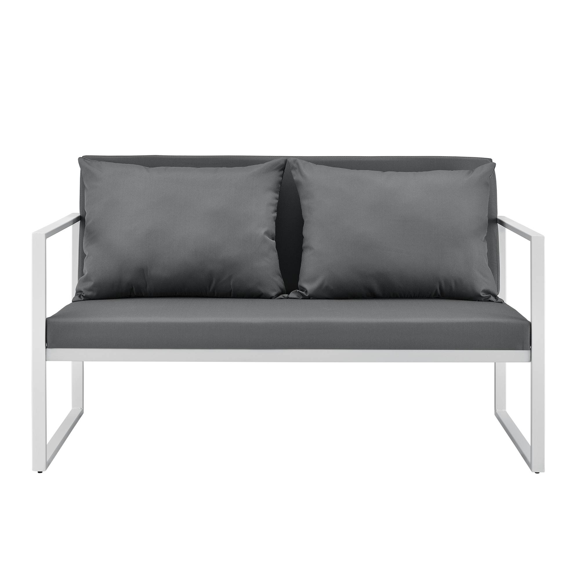 Casa.Pro - Canapé Extérieur Avec Coussins Armature Métal Polyester Blanc 70 X 114 X 60 Cm [casa.pro] - Image 2